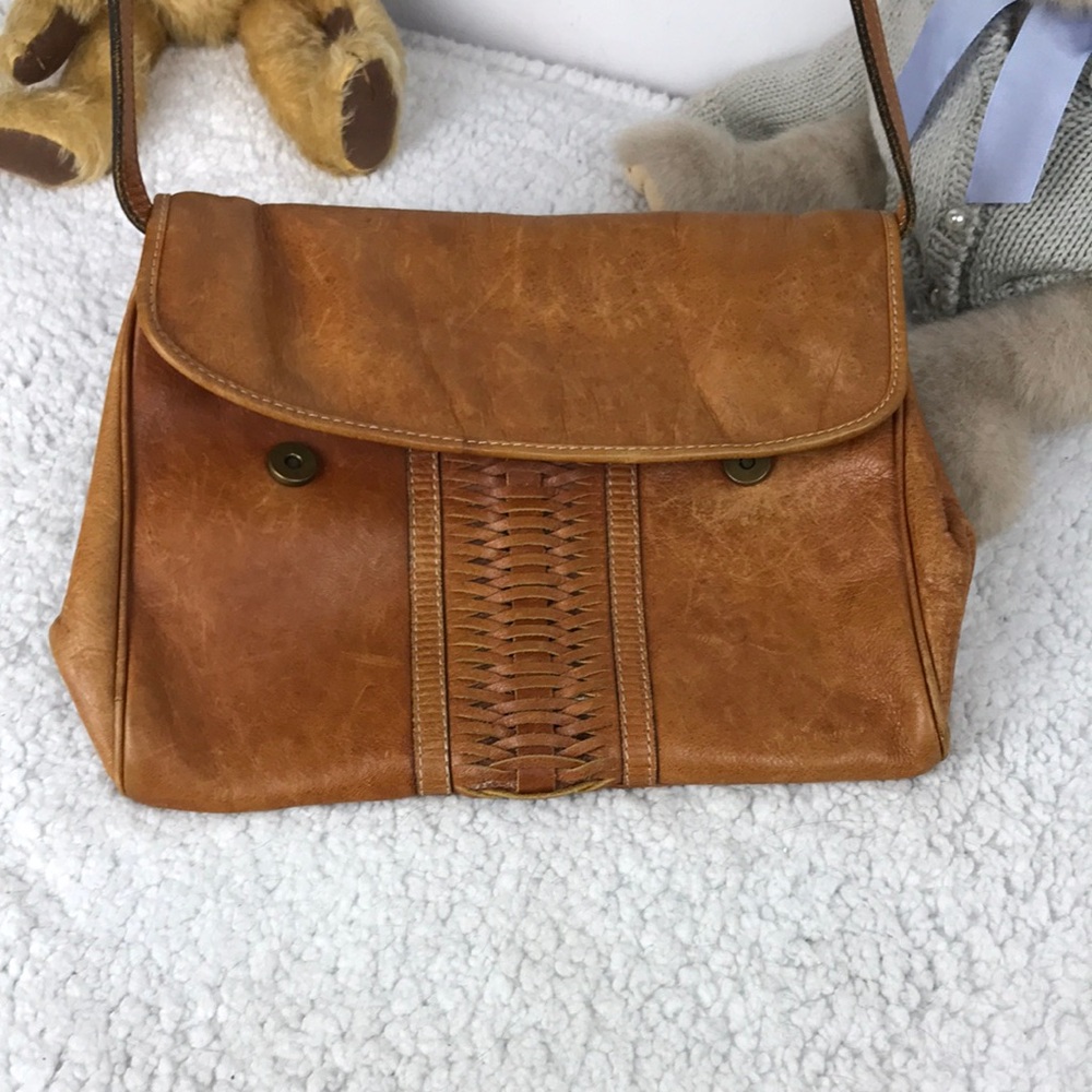 Leather Bag with Classic Woven Detail
